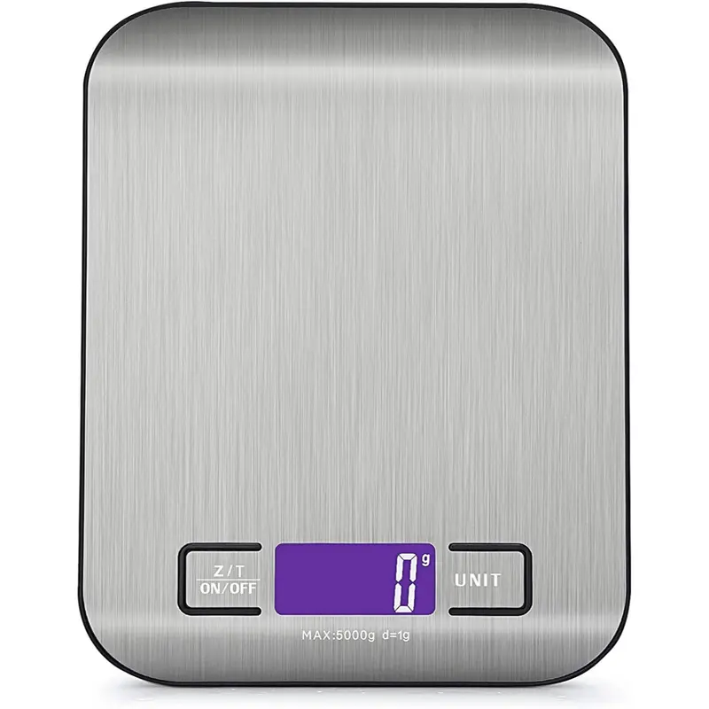 Digital Stainless Steel Kitchen Scale 5000g/1g Precision Food Scale with Backlit LCD Display, Tare Function & Unit Conversion Digital Stainless Steel Kitchen Scale 5000g/1g Precision Food Scale with Backlit LCD Display, Tare Function & Unit Conversion